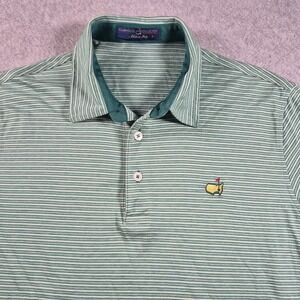 Masters Clubhouse Collection Green White Striped Polo Large Made In Italy